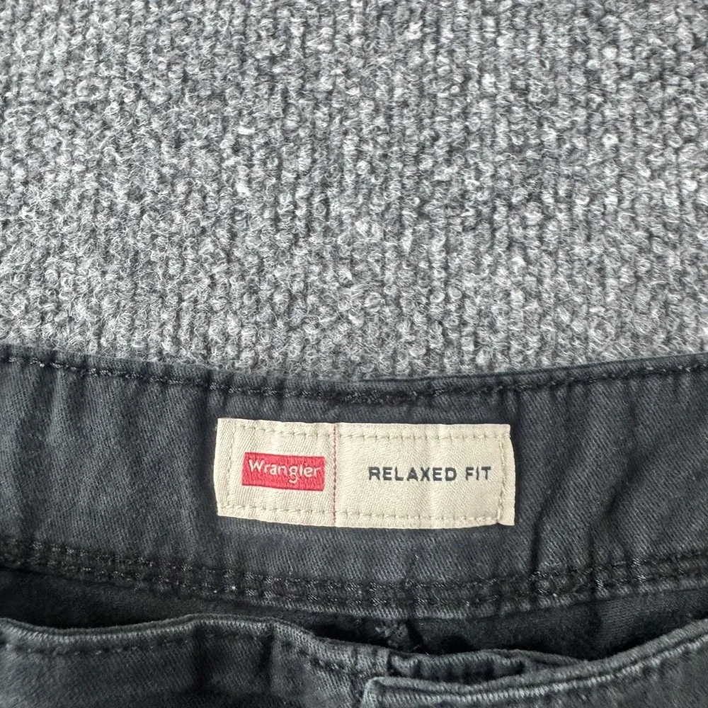 Wrangler Cargo Pants Mens 36x28 Black Relaxed Canvas Stretch Workwear Pockets
